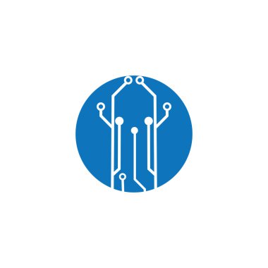 Çember simgesindeki devre kartı. Teknoloji logosu tasarım şablonu simgesi vektör-vektör simgesi