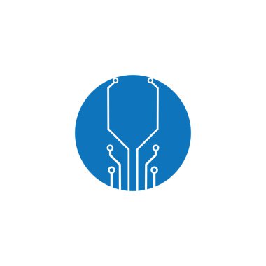 Çember simgesindeki devre kartı. Teknoloji logosu tasarım şablonu simgesi vektör-vektör simgesi