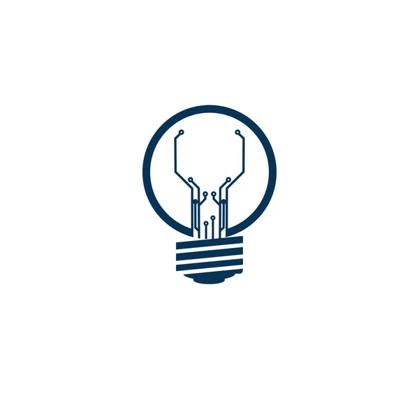 Lampje Idee Icoon Met Printplaat Binnen — Stockvector