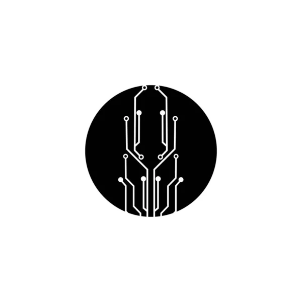 Πίνακας Κυκλωμάτων Στον Κύκλο Icon Technology Λογότυπο Σχεδιασμό Πρότυπο Σύμβολο — Διανυσματικό Αρχείο