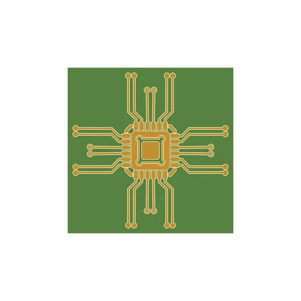 Platte Micro Elektronica Circuits Circuit Board Vector Groene Achtergrond — Stockvector