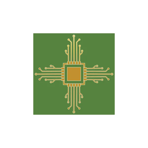 Ploché Mikroelektronické Obvody Obvodový Vektor Desky Zelené Pozadí — Stockový vektor