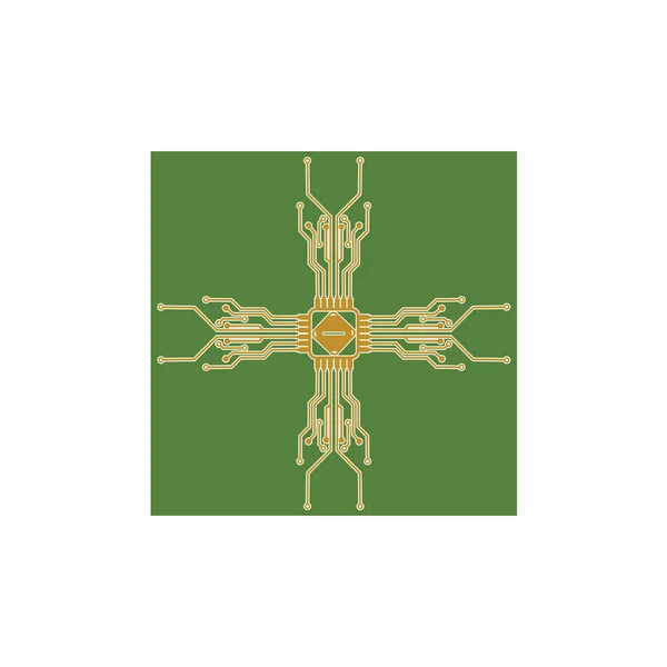 Επίπεδα Κυκλώματα Μικροηλεκτρονικής Διάνυσμα Του Πίνακα Κυκλωμάτων Πράσινο Φόντο — Διανυσματικό Αρχείο