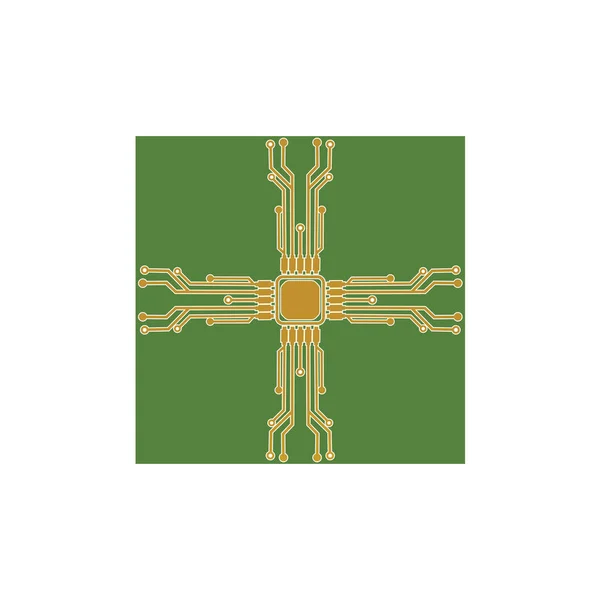 Επίπεδα Κυκλώματα Μικροηλεκτρονικής Διάνυσμα Του Πίνακα Κυκλωμάτων Πράσινο Φόντο — Διανυσματικό Αρχείο