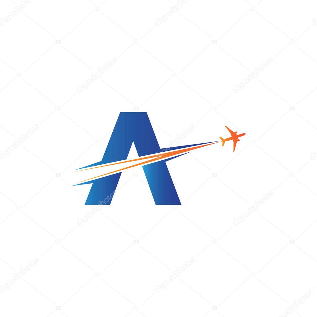 letter A Air travel logo design template-vector