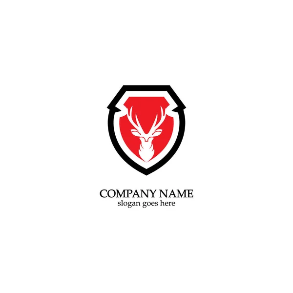 Łowca Jeleni Logo Tarczy Wektor Dzikich Zwierząt Ilustracja Głowy Jelenia — Wektor stockowy