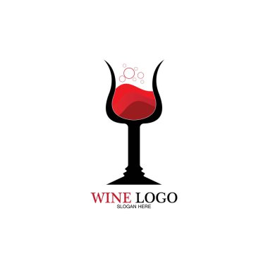 Şarap logosu tasarım şablonu. Simge-vektör çizimi