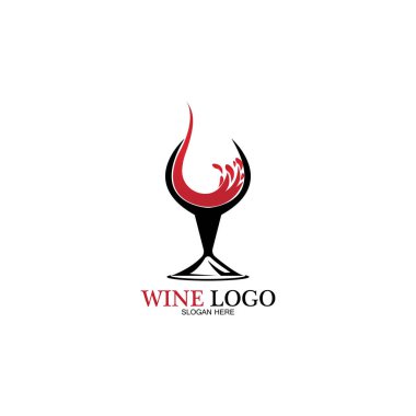 Şarap logosu tasarım şablonu. Simge-vektör çizimi
