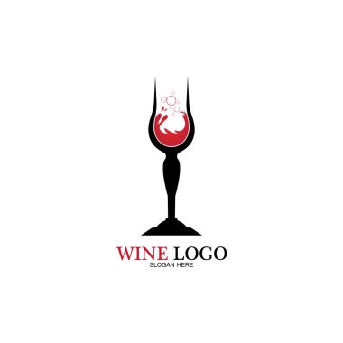 Şarap logosu tasarım şablonu. Simge-vektör çizimi