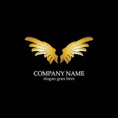 kanatlar altın logo vektör çizimi şablon-vektör