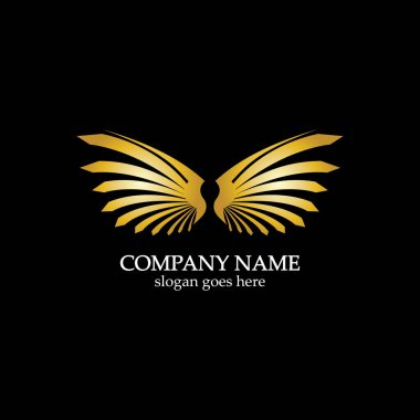 kanatlar altın logo vektör çizimi şablon-vektör