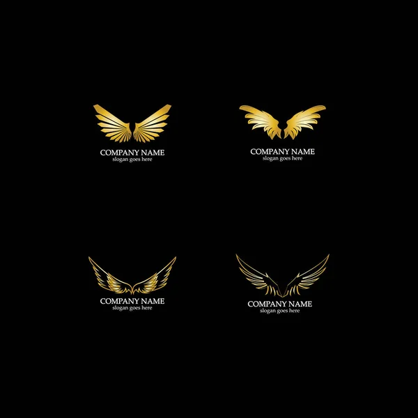 Flügel Gold Logo Vektor Illustration Vorlage Vektor — Stockvektor
