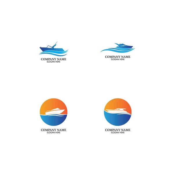 Speedboat Logo Logo Kollektionsset Konzeptdesign Symbol Symbol — Stockvektor