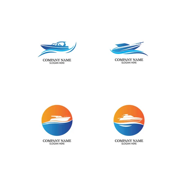 Speedboat Logo Logo Kollektionsset Konzeptdesign Symbol Symbol — Stockvektor