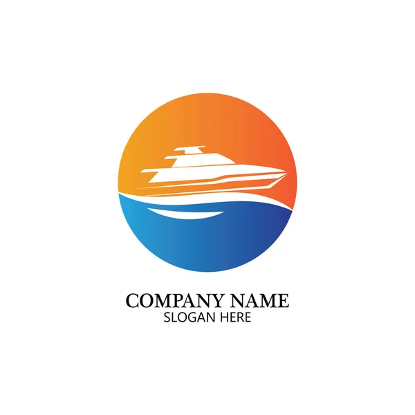 Boat Logo Template Ship Icon Design Illustration Element Vector — Stock Vector