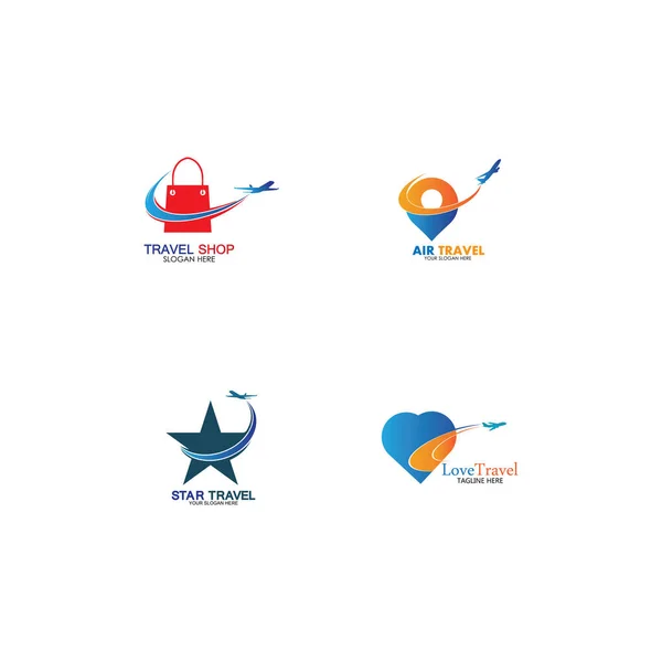 Zestaw Logo Podróży Kolekcji Wektorem Koncepcji Samolotu — Wektor stockowy