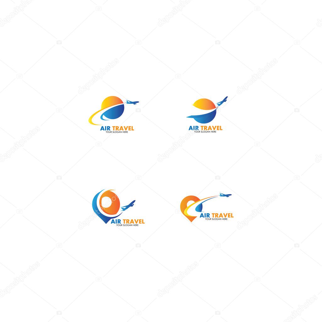 Set of collection travel logo with air plane concept design vector