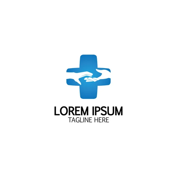 Tıbbi logoyla el bakımını karşılaştır. Tıbbi Güvenli Logo Şablonu Tasarım Vektörü