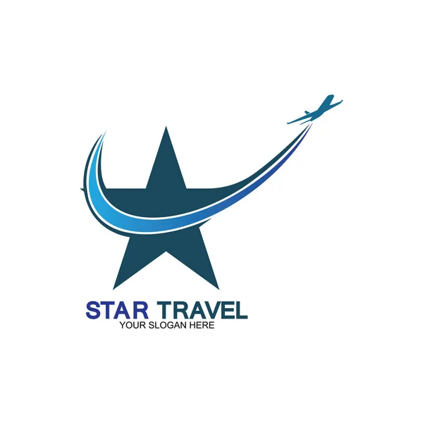 Projeto Logotipo Curso Estrela Design Logotipo Agência Viagens Destinos Incríveis — Vetor de Stock