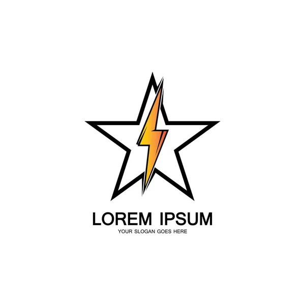Lightning Star Modèle Conception Icône Vectorielle Logo Energy Star — Image vectorielle