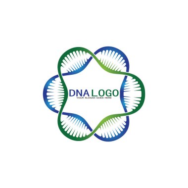 DNA vektör logo tasarım şablonu. Modern medikal logoty.lab bilim simgesi. Renkli farmakoloji işaret vektörü.
