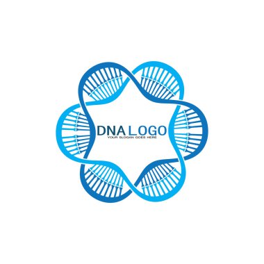 DNA vektör logo tasarım şablonu. Modern medikal logoty.lab bilim simgesi. Renkli farmakoloji işaret vektörü.