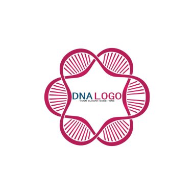 DNA vektör logo tasarım şablonu. Modern medikal logoty.lab bilim simgesi. Renkli farmakoloji işaret vektörü.