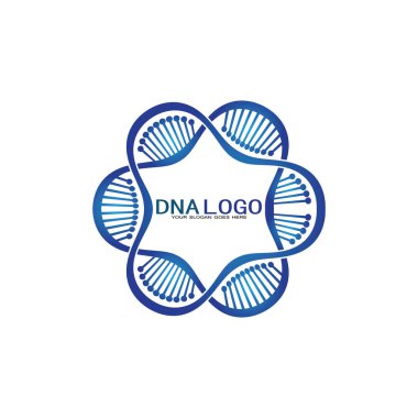 DNA vektör logo tasarım şablonu. Modern medikal logoty.lab bilim simgesi. Renkli farmakoloji işaret vektörü.