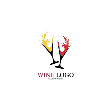 Şarap logosu tasarım şablonu. Simge-vektör çizimi