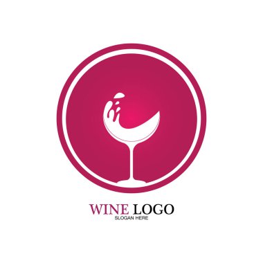 Şarap logosu tasarım şablonu. Simge-vektör çizimi