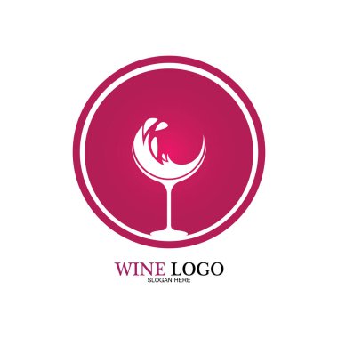 Şarap logosu tasarım şablonu. Simge-vektör çizimi