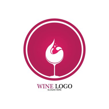 Şarap logosu tasarım şablonu. Simge-vektör çizimi