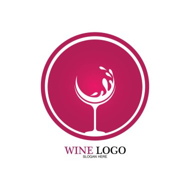 Şarap logosu tasarım şablonu. Simge-vektör çizimi