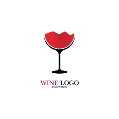Şarap logosu tasarım şablonu. Simge-vektör çizimi