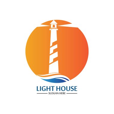 Deniz feneri logo ikonu vektör şablonu