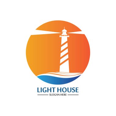 Deniz feneri logo ikonu vektör şablonu