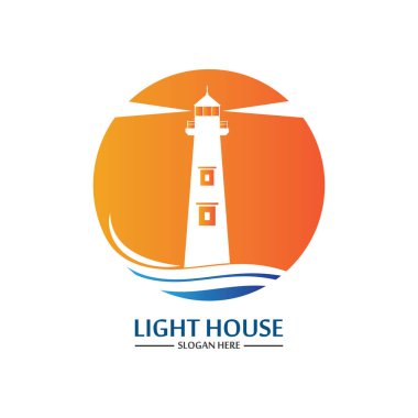 Deniz feneri logo ikonu vektör şablonu