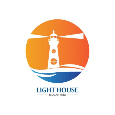 Deniz feneri logo ikonu vektör şablonu