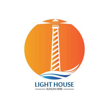 Deniz feneri logo ikonu vektör şablonu