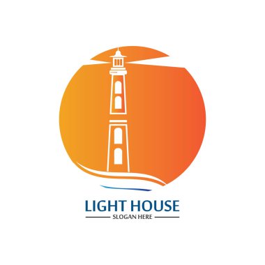 Deniz feneri logo ikonu vektör şablonu