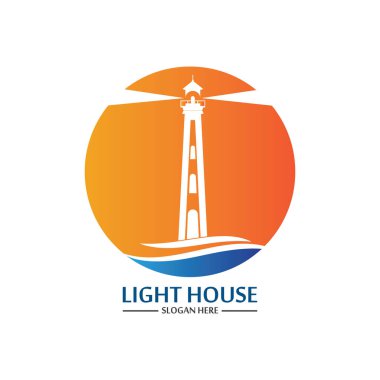 Deniz feneri logo ikonu vektör şablonu