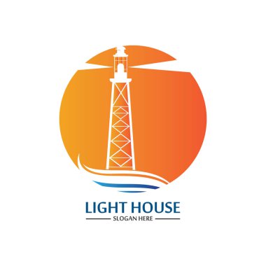 Deniz feneri logo ikonu vektör şablonu