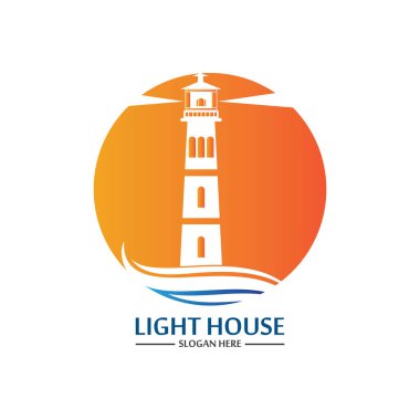 Deniz feneri logo ikonu vektör şablonu