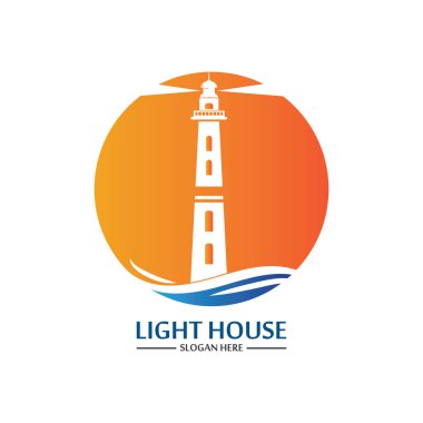 Deniz feneri logo ikonu vektör şablonu