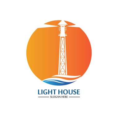 Deniz feneri logo ikonu vektör şablonu