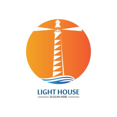 Deniz feneri logo ikonu vektör şablonu