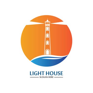 Deniz feneri logo ikonu vektör şablonu