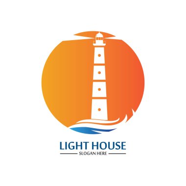 Deniz feneri logo ikonu vektör şablonu