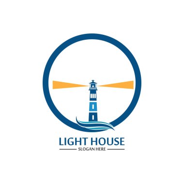 Deniz feneri logo ikonu vektör şablonu