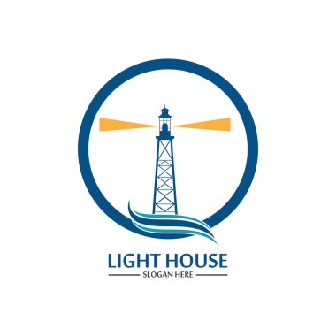 Deniz feneri logo ikonu vektör şablonu